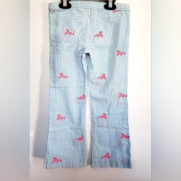 Lilly Pulitzer Blue Seersucker Tiger Pants Girls PERFECT SHAPE SZ 7 - Picture 2 of 5